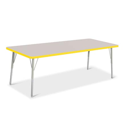 Jonti-Craft Berries Rectangle Activity Table, 30 in. x 72 in., A-height, Freckled Gray/Yellow/Gray 6413JCA007